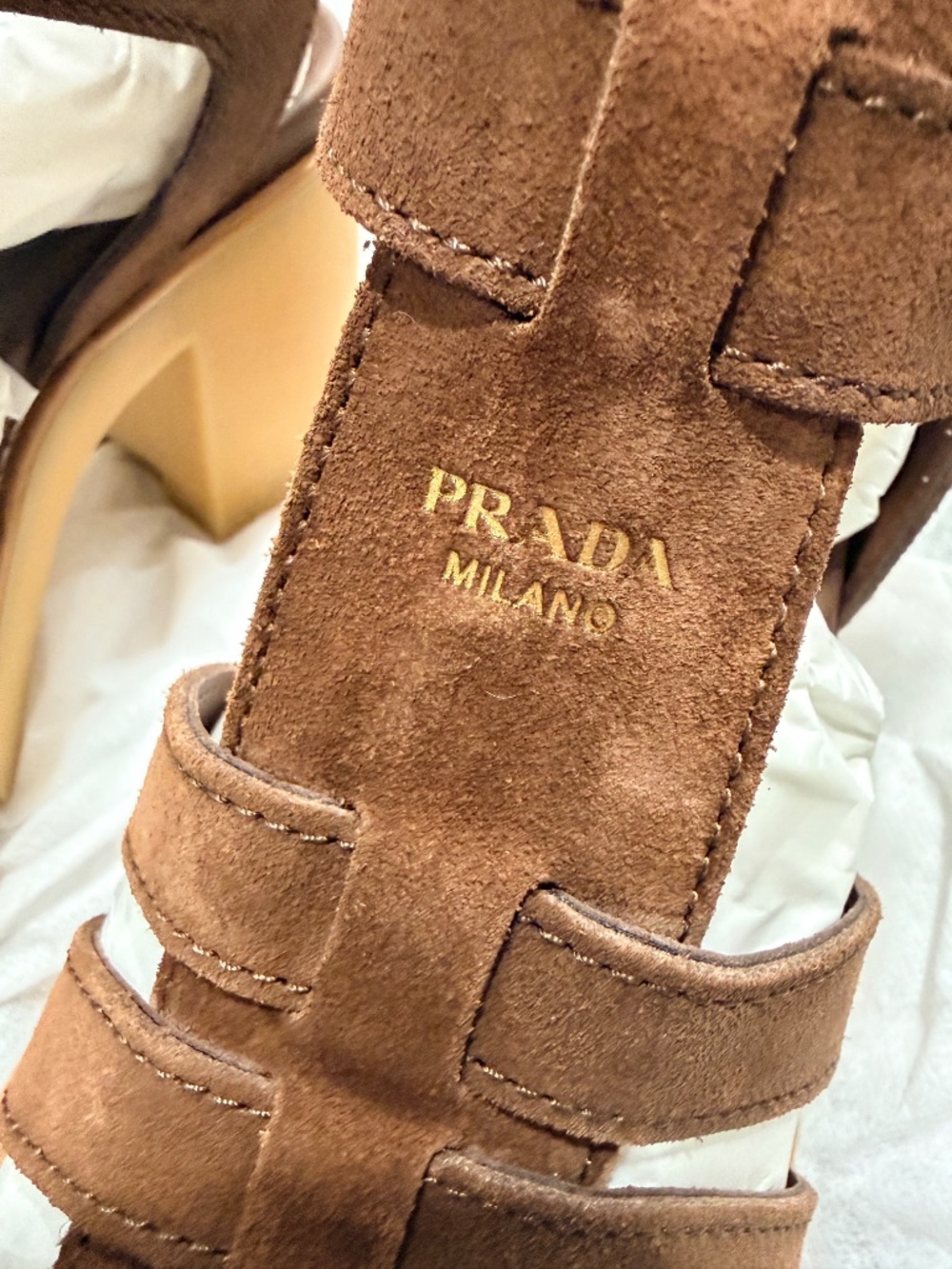High Heeled Suede Prada Sandals - Picture 2 of 10